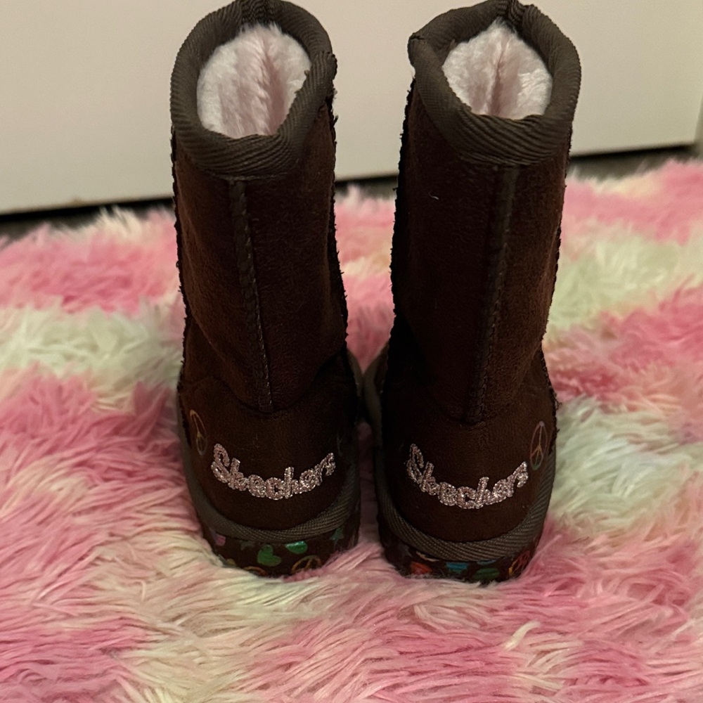 Skechers Kids Brown Boots with Colorful Accents - Picture 3 of 8